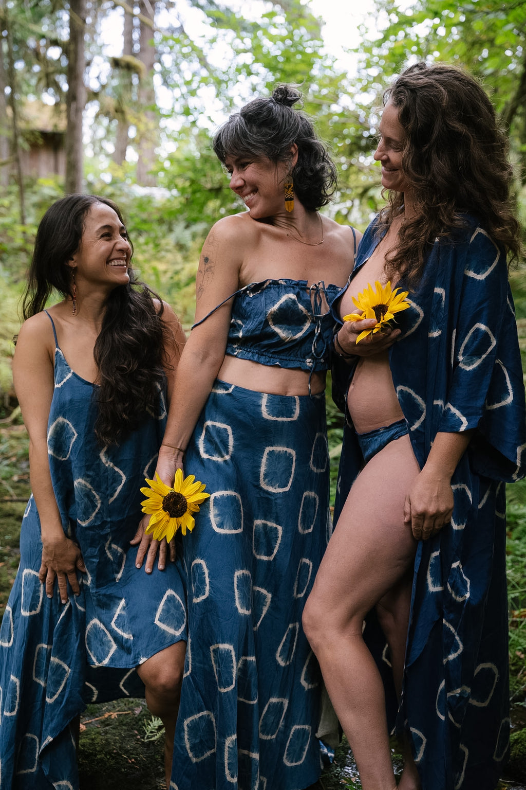 The Flora Top - Indigo Diamond Tie-Dye